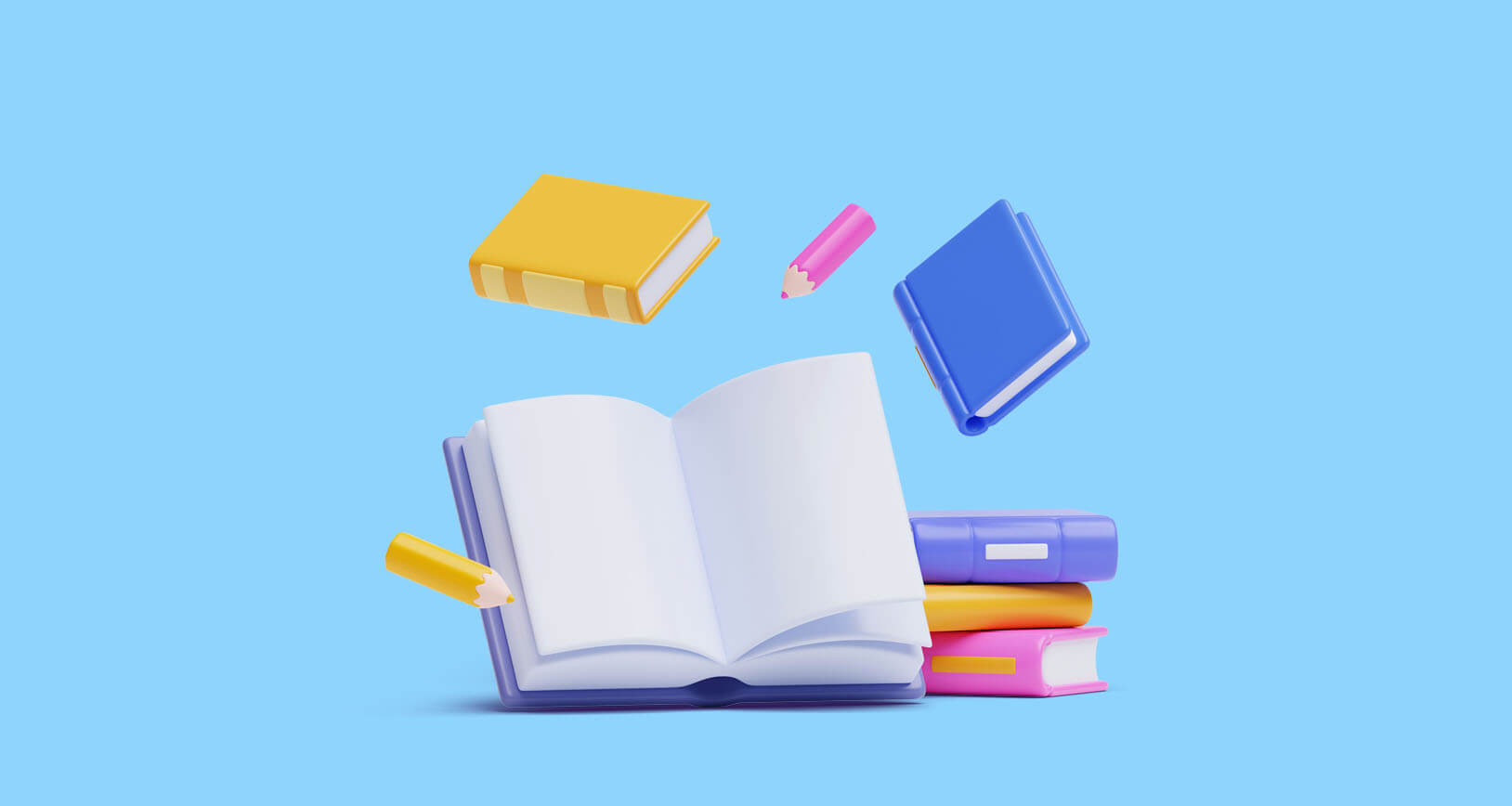 Grupo de libros y lápices